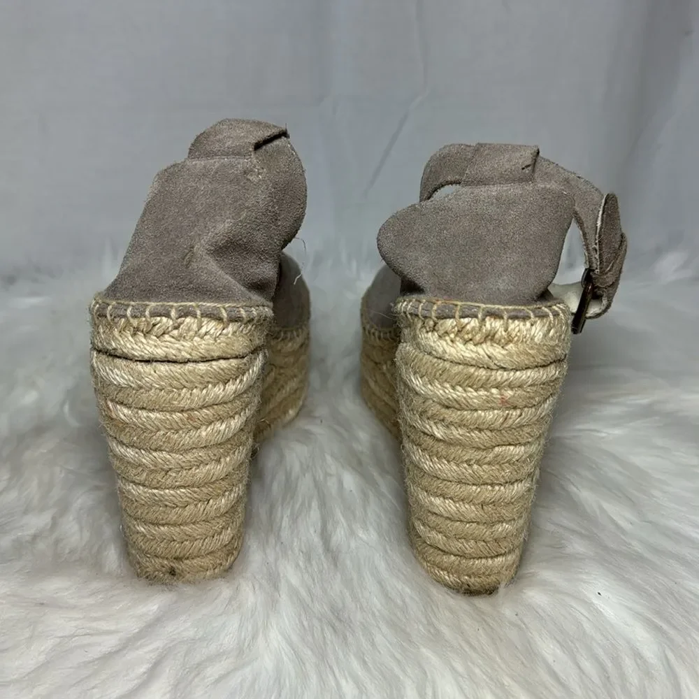 Soludos Positano Ash Suede‎ Ankle Strap Wedge Epadrilles Sz 6